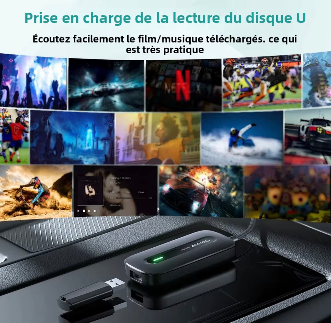 Boîtier CarPlay sans fil 3-en-1 | YouTube, Netflix, IPTV & Android Auto